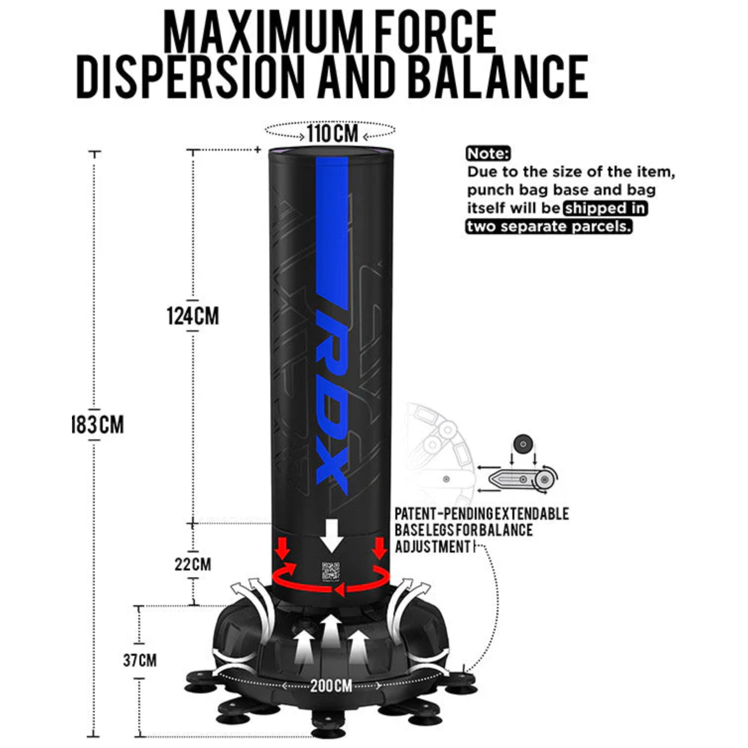 RDX F6 6FT KARA BLUE FREE STANDING PUNCH BAG WITH MITTS SET - Peak Home Fit
