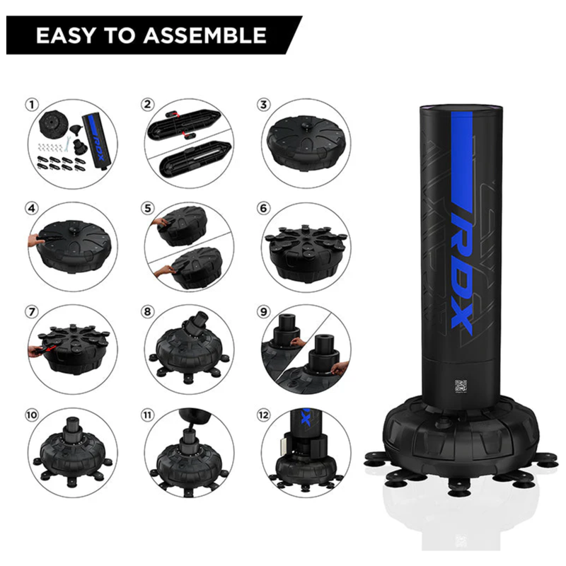 RDX F6 6FT KARA BLUE FREE STANDING PUNCH BAG WITH MITTS SET - Peak Home Fit